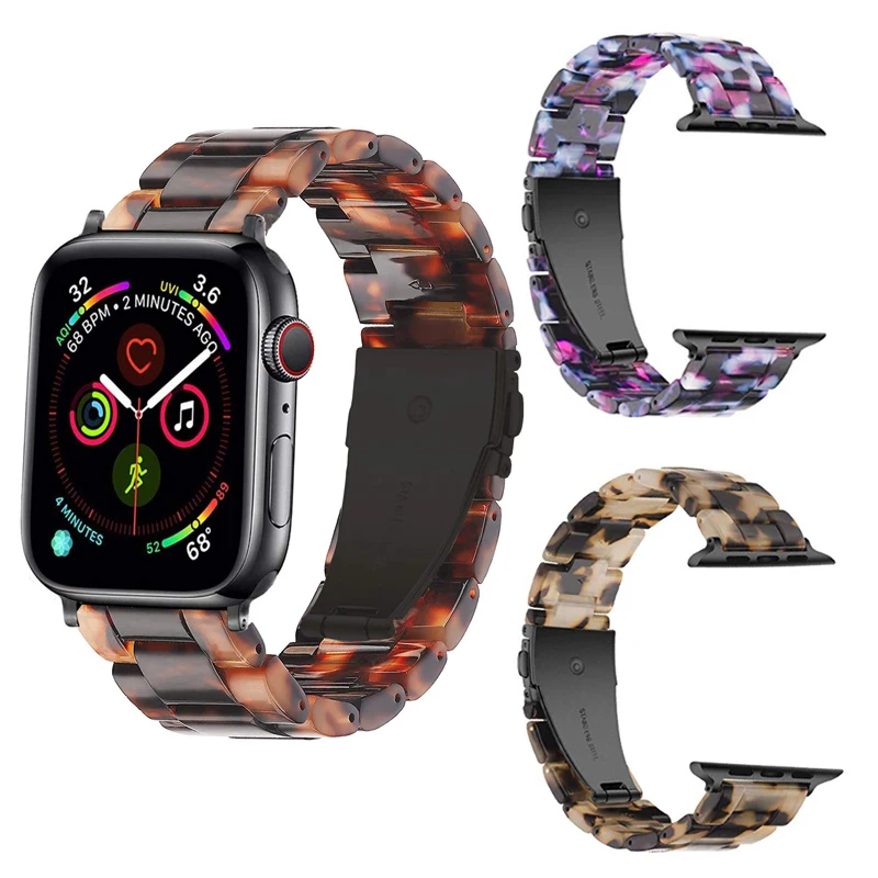 

Resin Watchband For Apple Strap 5 4 3 2 1 Folding Buckle Women/Men Replace Bracelet Bands For iWatch Series 44mm 40mm 42mm 38mm