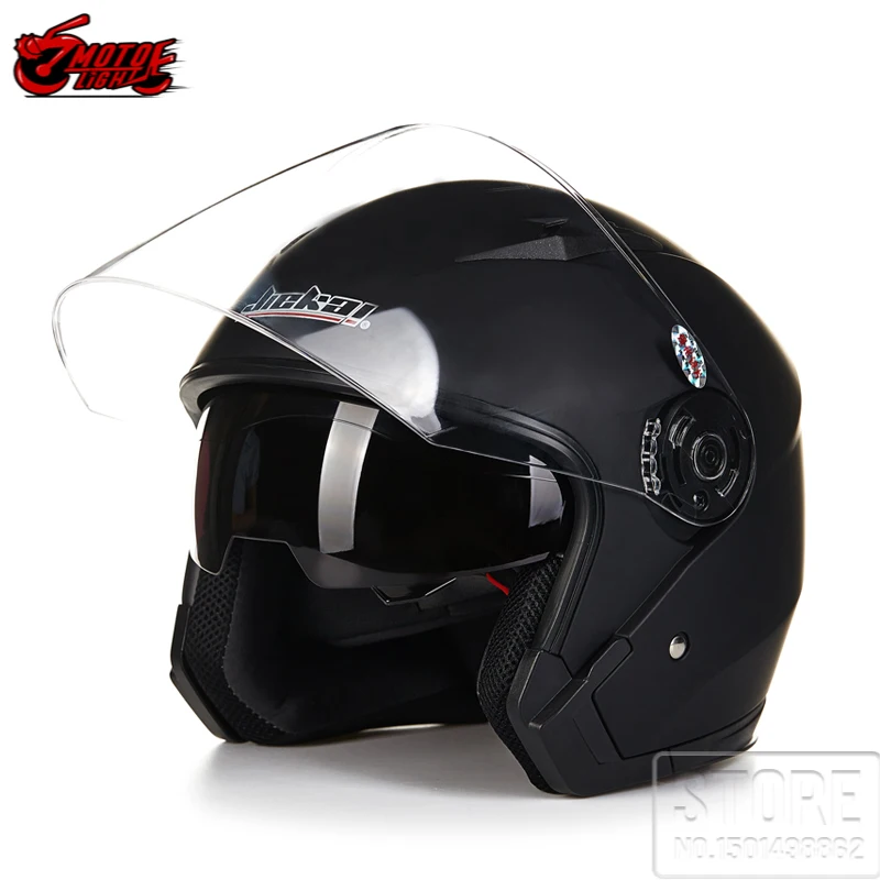 Casco Motorcycle Helmet Vintage Moto MALE FEMALE 3/4 Open Face Capacete Biker Retro Scooter Double Visor | Автомобили и мотоциклы