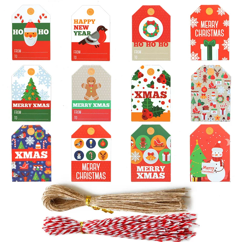 

48pcs/lot Christmas Small Tag Set Santa Claus Party Decoration Tags Creative Gift Packaging Blessing Paper Card