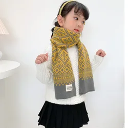 Children's Scarves Boys Autumn And Winter Knitting Wool Korean Version Of The Tide Warm Children Cute Girls Snowflakes Color Mat