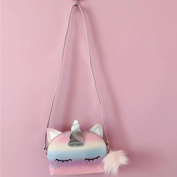

2019 Spring And Summer Children Mini Small Shoulder Bag Flash Mobile Phone One-Shoulder Big Kid Bag Cute Cat Cartoon Change Purs