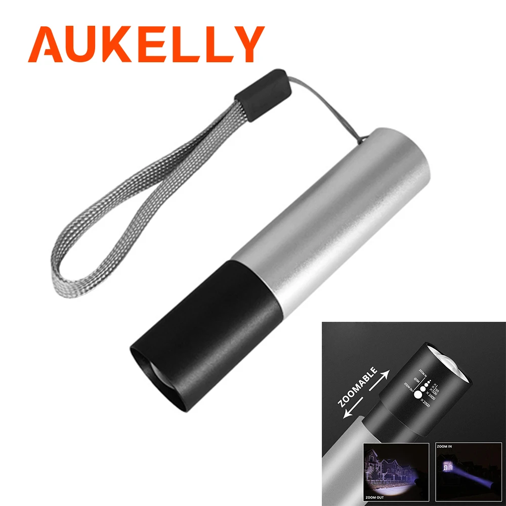 

USB Rechargable Mini LED Flashlight 3 Lighting Mode Waterproof Torch Telescopic Zoom Stylish Portable Suit for Night Lighting