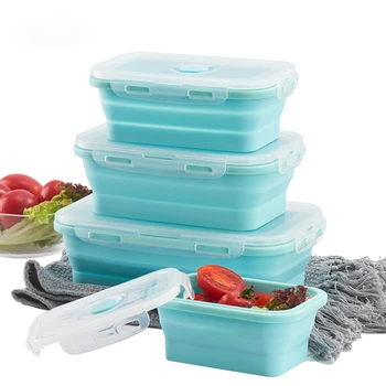 

Silicone Collapsible Lunch Box Food Storage Container Portable Picnic Camping Storage Case Bento Box