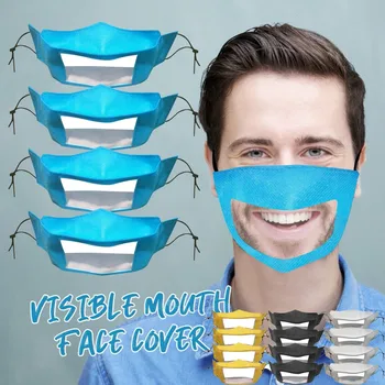 

4PCS Unisex Cartoon Printing Protective Face Mask with Lip Visible Health Daily Care Mask With Clear Window Earloop Mouth Mask