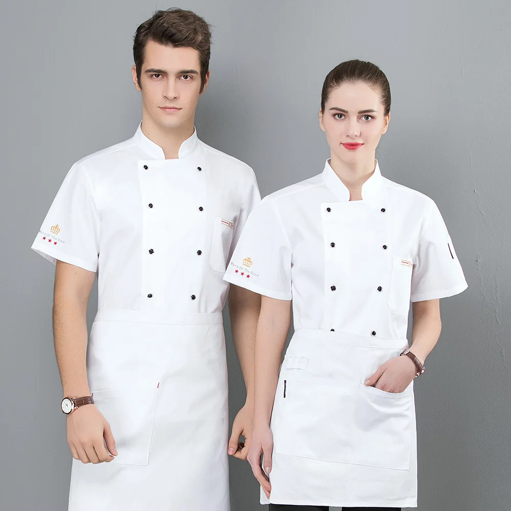 Food Service chef uniforms restaurant catering chef clothes M-4XL high quality short sleeves embroidery Chef Jackets 4 colors - Цвет: jacket