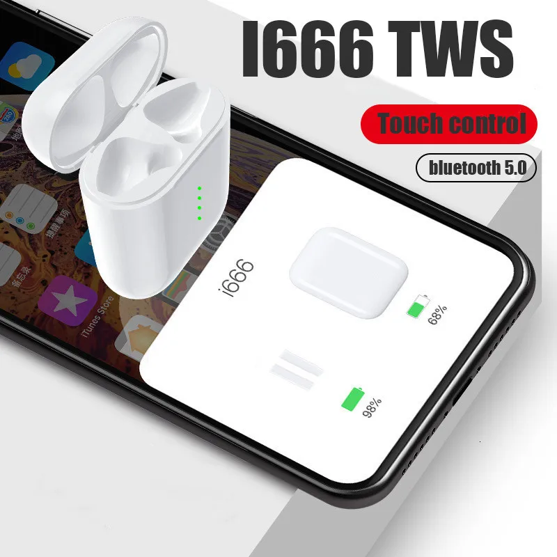 I666 TWS наушники Портативный сенсорный контроль Мини Bluetooth наушники 5,0 HiFi гарнитура для всех телефонов PK i10 i12 i13 i30 i60 i100