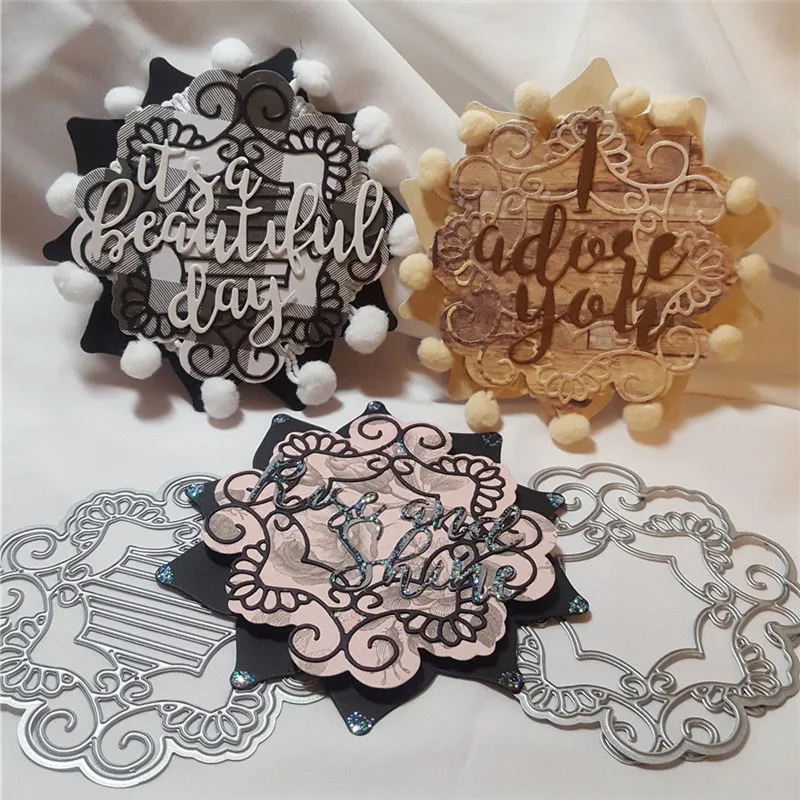 

Naifumodo Dies Cutting Lace Hollow Frame Metal Cutting for DIY Scrapbooking Craft Card Embossing Die Cut New Template