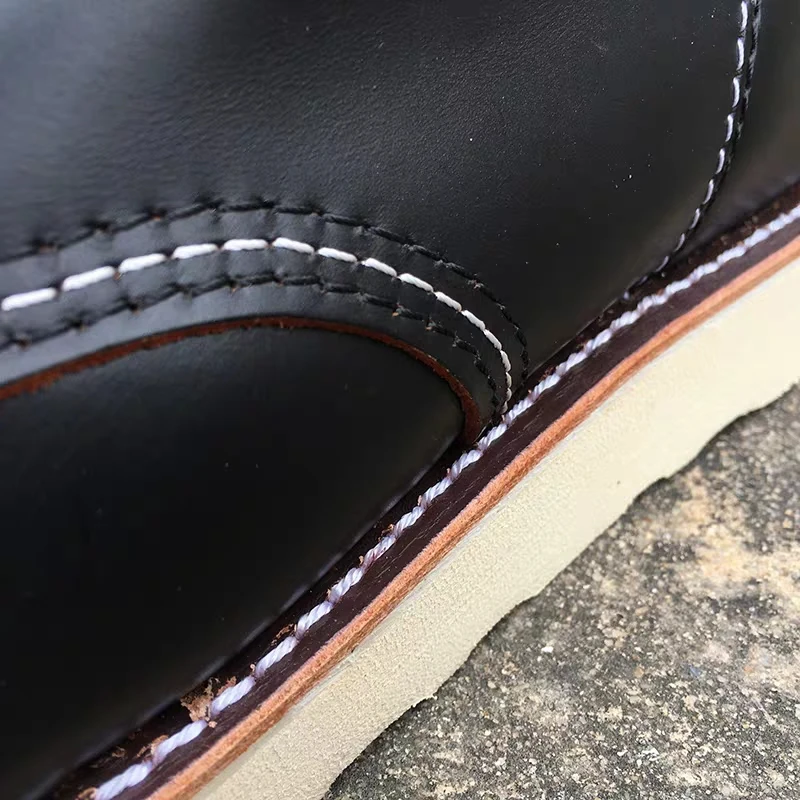 Goodyear/Винтажные ботильоны в байкерском стиле из натуральной кожи; мужская повседневная обувь с квадратным верхом и крыльями; рабочие красные ботинки; Мужская обувь в стиле панк