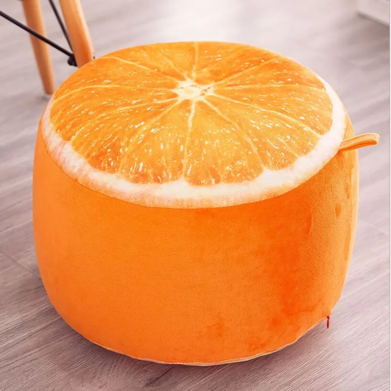 JOYLIVE Inflatable Stool Thickening Cotton Cover Cartoon Plush 3D Fruit Inflatable Pouf Chair Lovely Pneumatic Stools Portable