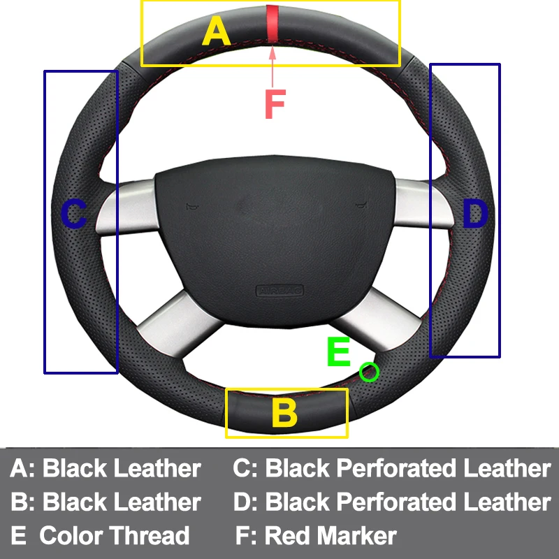 03 Car Steering wheel cover Ford Kuga Escape 2008-2011 Ford Focus 2 2005-2011 Ford C-MAX 2007-2010