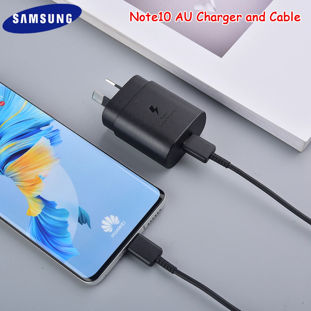 Samsung 25W Note10 Charger AU Plug Dual Type C Cable Fast Charging Wall Power Adapter For Galaxy S21 S20 Ultra A90 Note 20 10 - ANKUX Tech Co., Ltd