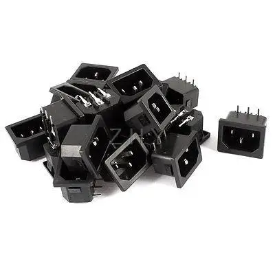 

20 Pcs Right Angle 3Pin IEC320 C14 Inlet Power Socket Black AC 250V 10A