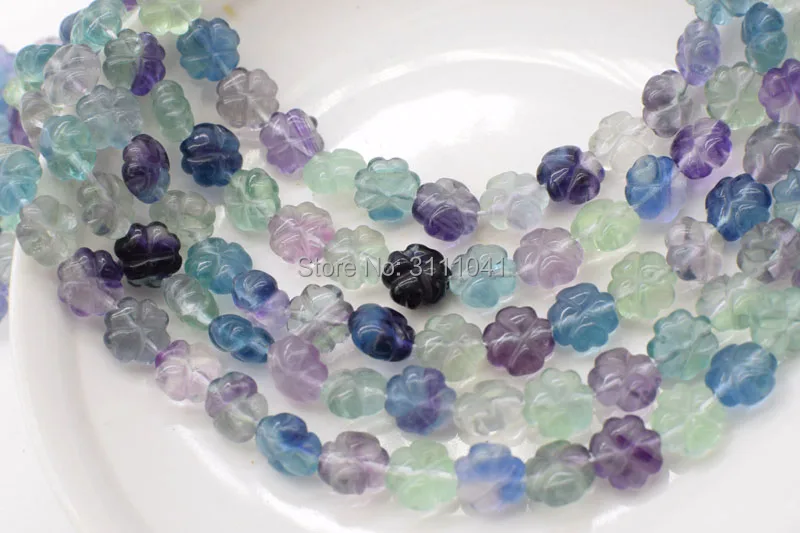 

one strand Fluorite greeen carved Clover 12*6mm loose beads for making jewelry wholesale beads nature 14inch FPPJ
