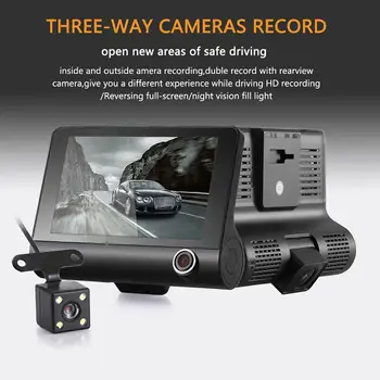 

Hot Three Lens Car DVR Dash Cam Camera Camcorder Support G-sensor Motion Detection Loop Recording 4 Inch 1080P