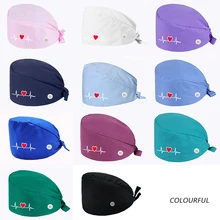

Heart Shape Embroidery Scrub Caps Nurse Hat Beauty Salon Pharmacy Caps Laboratory Pet Shop Work Cap