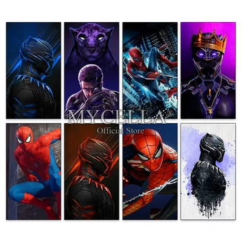 

Diamond Embroidery Black Panther and Spiderman 5D DIY Diamond Painting Full Cartoon Rhinestone Mosaic Christmas Gift Needlework