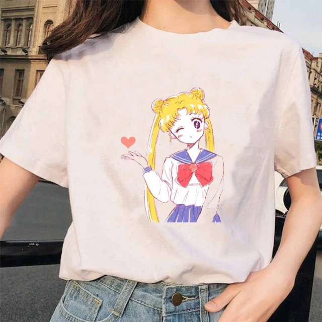 Sailor Moon футболка 2020 Новая летняя Harajuku женская с принтом Ullzang Kawaii женские футболки