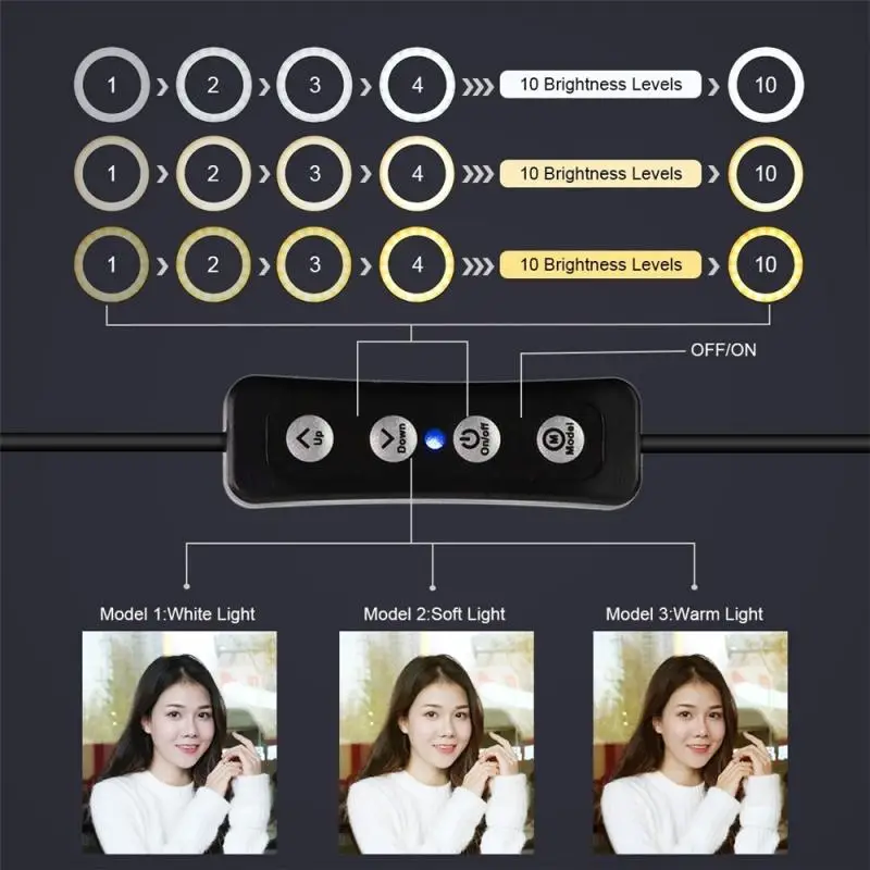 Centechia 10,2/11.8in 26/30 см USB 3 режима затемнения светодиодный кольцо Vlogging для фотостудии видеосъемки фотографирования светильник s кольцевой светильник Youtube Live штатив-Трипод