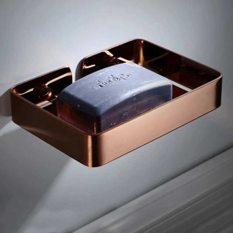 

Soap Holder Rose Gold/Black/White 304 Stainless Steel Bathroom Soap Dish Square Bath Shower Shelf Bath Shower Caddy Rack Holder