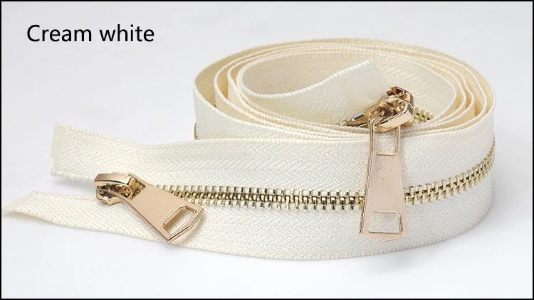 Cream white 2 шт. Meetee 5# металлическая молния 120 см двойные ползунки открывающиеся молнии для шитья пуховая куртка пальто аксессуары для одежды DIY Портной ремесло - Цвет: Cream white