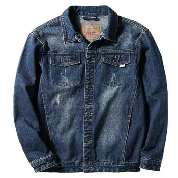 

Spring and autumn men's denim jacket coat pure cotton loose plus size denim clothes outerwear