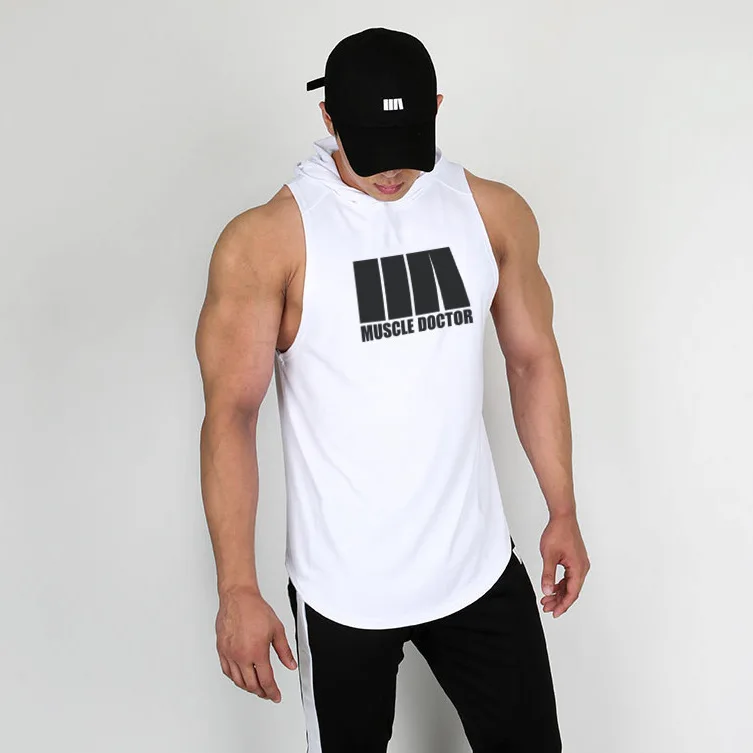 Muscle Dr. Brothers стиль летний Повседневный корейский стиль жилет мужской спортивный фитнес с капюшоном жилет одежда
