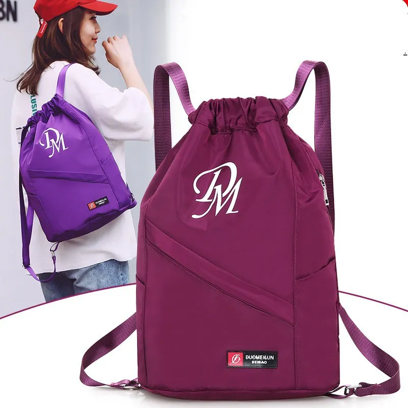 

New Style Fashion & Sports Washing Nylon Drawstring Bucket Large-Volume Lettered Backpack Men And Women-Backpack
