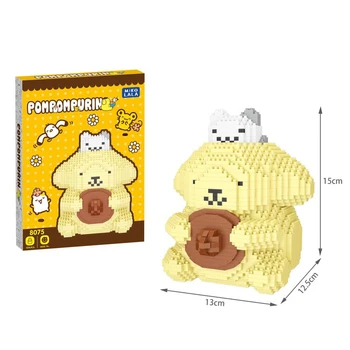 

1216pcs+ Cinnamoroll Mirco Blocks Cute kuromi Anime Building Bricks Melody Figures Toys For Children 8075