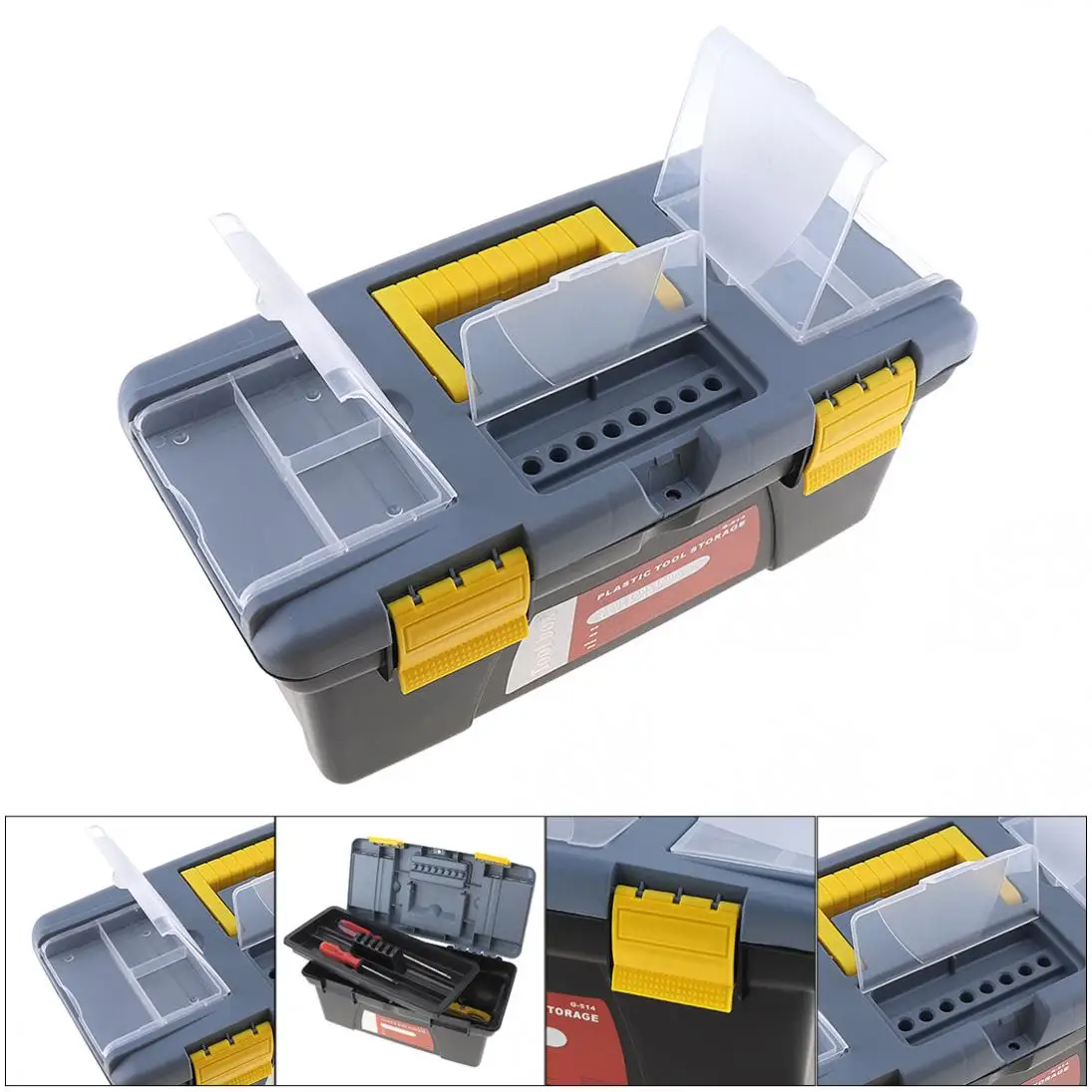 

Power Tool Box Portable Plastic Hardware Tool box with Storage Box and Black for Home or Outdoor Finishing Debris