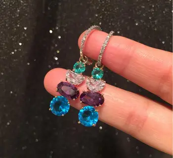 

Blue Vintage Women Luxurious Elegant Simple Super Flash Gradient Transparent Fringe Warring
