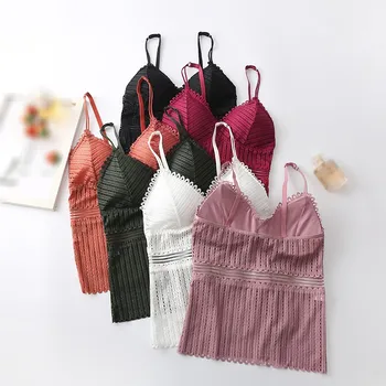 

New Vest Top Women lingerie Pad Sleeveless Bralette Summer V-Neck Tank Tops One-piece Female Camisoles Underwear