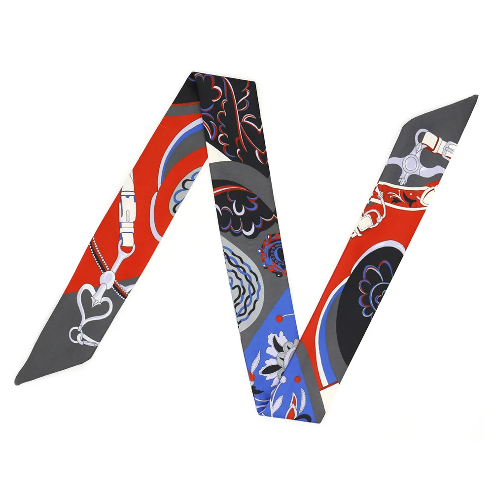 

New Design Brand Scarf Women Fashion Neckerchief Skinny Silk Scarves For Ladies Handbag Ribbons Head Scarf Womens Tie N12
