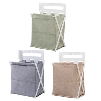 

Wall Mounted Laundry Organizer Bag Foldable Washable Laundry Basket Home Clothes Storage Hamper XH8Z