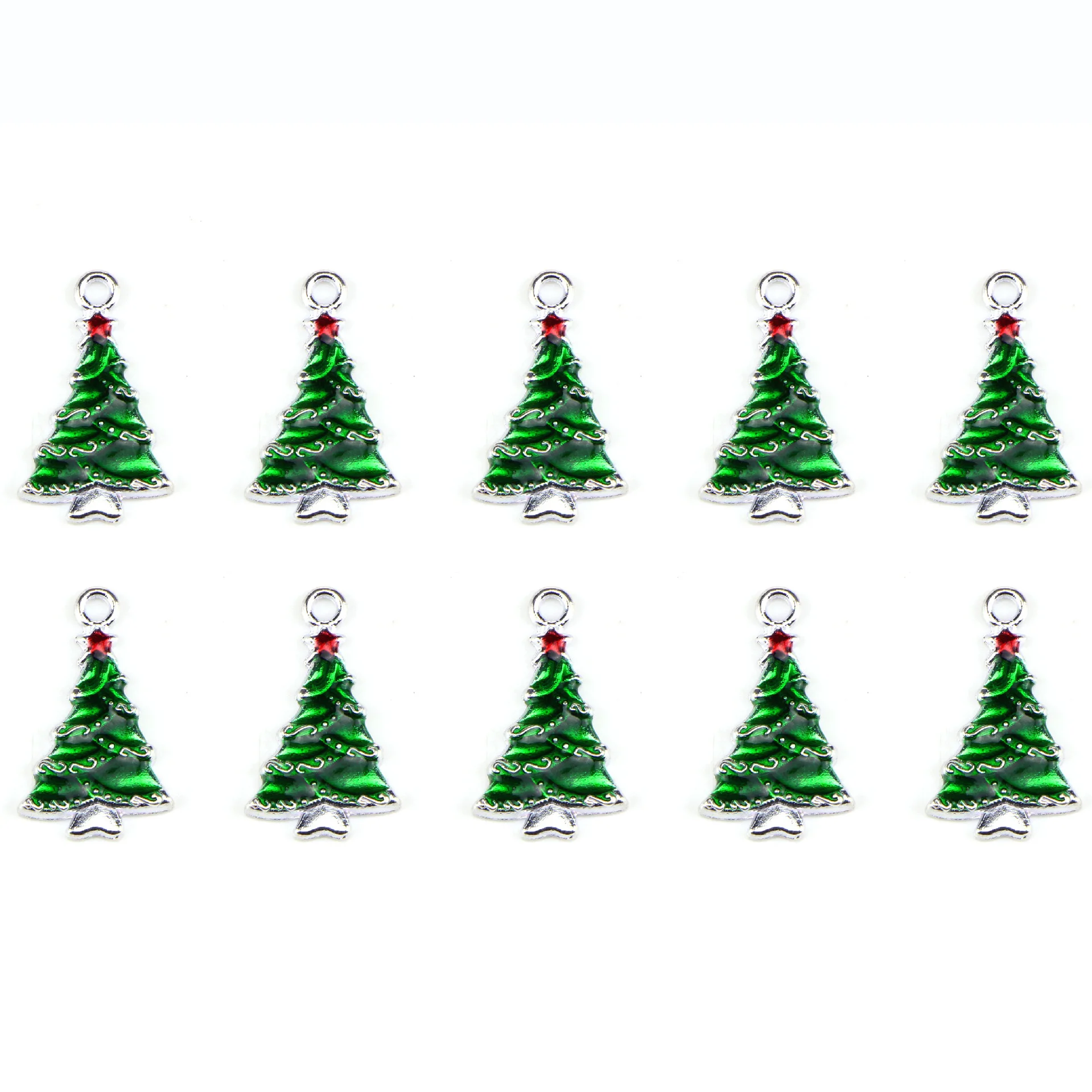 

Christmas Enamel Jewelry Green Christmas Tree Pendant Hair Accessories Bracelet Necklace Accessories DIY Alloy Fittings