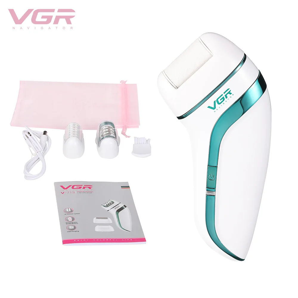 Hair Removal Epilator Hair Removal Tool Facial Hair Epilator VGR 3 in 1 Rechargeable Epilator For Women Facial Hair Remover Female Epilator Face Depilation Leg Body Shaver Callus Remover