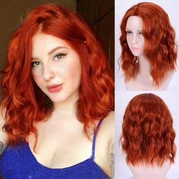 

LUPU Short Wavy Bob Wigs For Women Middle Part Party Cosplay Wig Synthetic High Temperature Fibre African American
