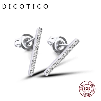 

Dicotico Authentic 100% 925 Sterling Stud Earrings For Women Elegant Zircon Square Aretes Femme Wedding Jewelry Kfe965-t
