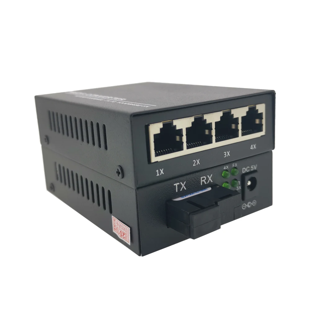 1G4E 1 пара 20 км гигабитный 4 порта волоконно-оптический гигабитный ethernet коммутатор одномодовый одиночный волоконный медиа-приемопередатчик