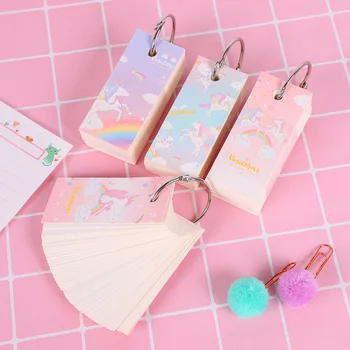 

Kawaii Mini Unicorn Notebook Cute Ring Buckle Blank Word Book Card Tearable Notepads Stationery gift memo pad school supply