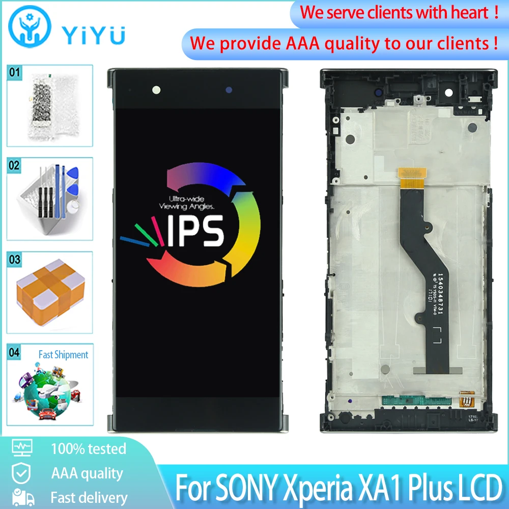 ЖК-дисплей 5 &quotдля SONY Xperia XA1 Plus G3416 G3412 G3426 G3421 G3423 сменный сенсорный экран с рамкой и