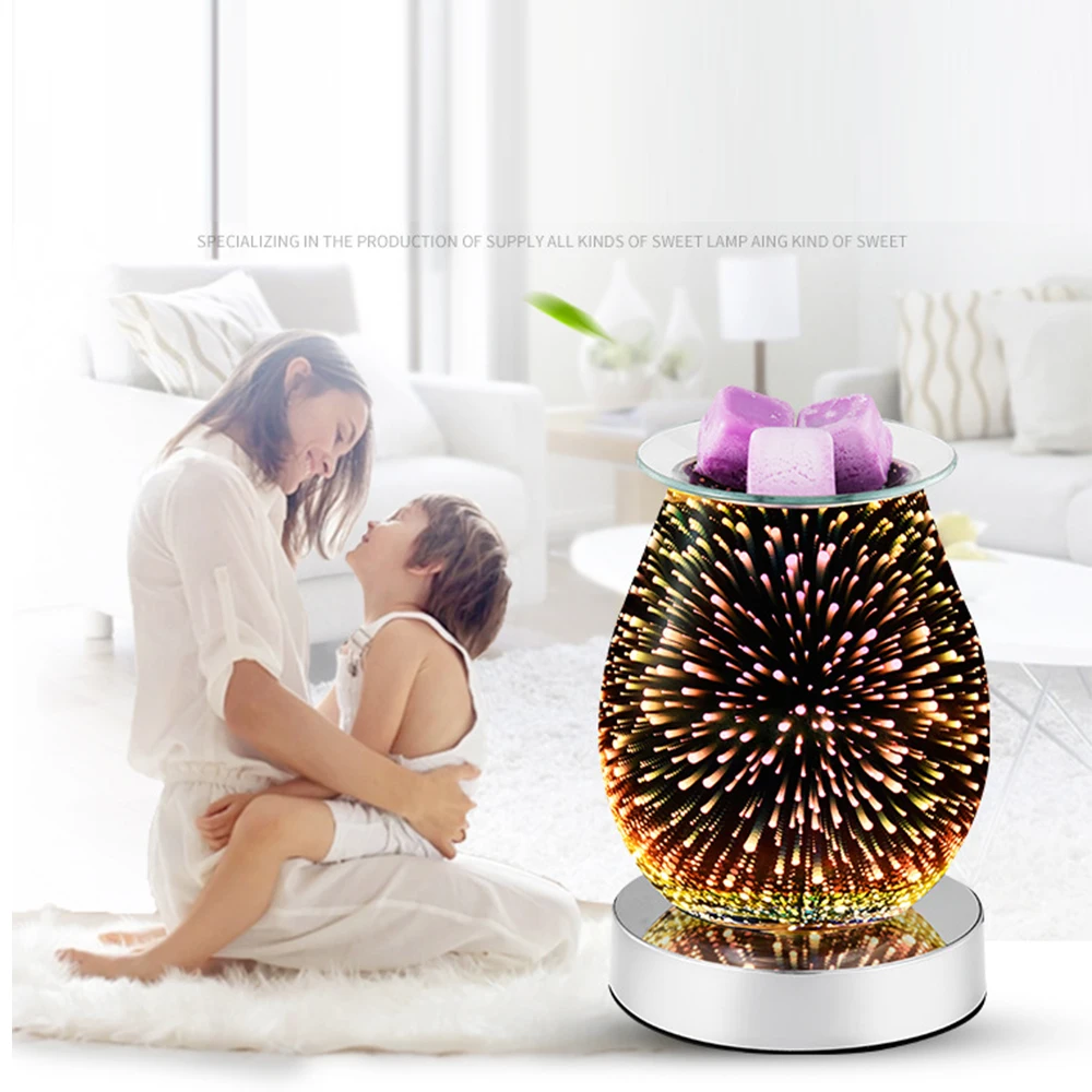 3D Fireworks Touch Effect Aromatherapy Machine, Electric Wax Melter, Smokeless Aroma Lamp, Essential Oil Burner, Aroma Acessórios