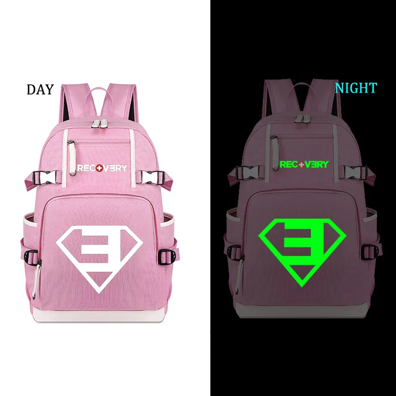 style4 pink EMINEM светящийся в темноте Рюкзак Студенческая Школьная Сумка Повседневный рюкзак для мужчин и женщин рюкзак - Цвет: style4 pink