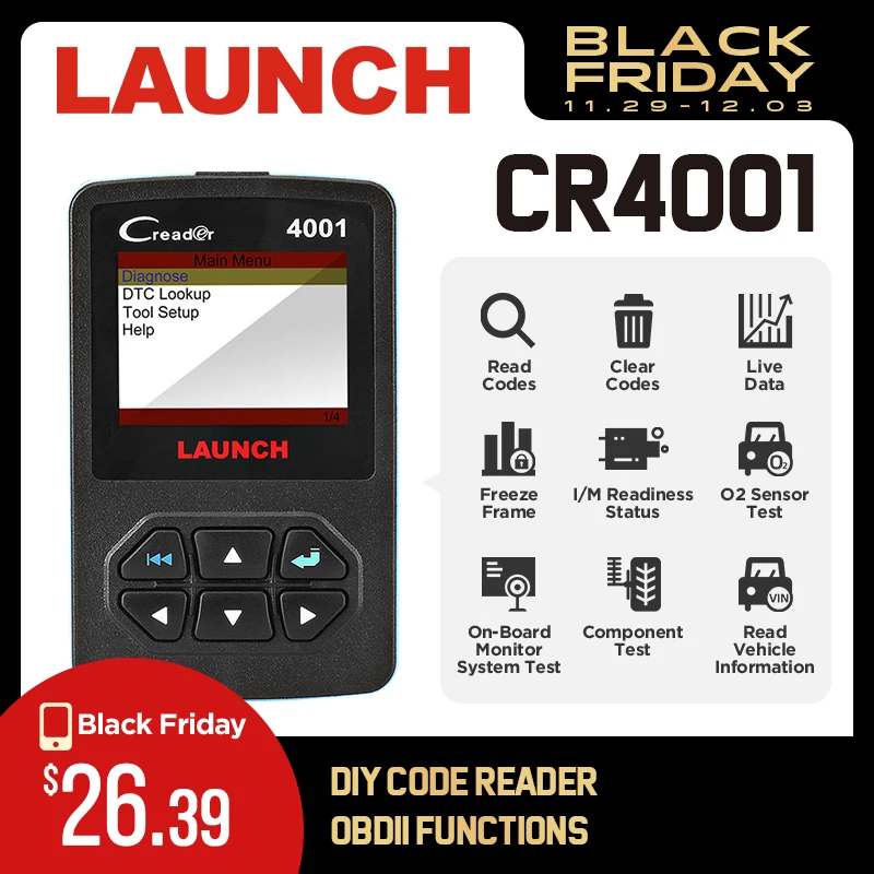 Launch DIY Creader 4001 OBDII/EOBD автоматический диагностический инструмент сканирования читальный инструмент кодов Многоязычная Поддержка и бесплатное обновление