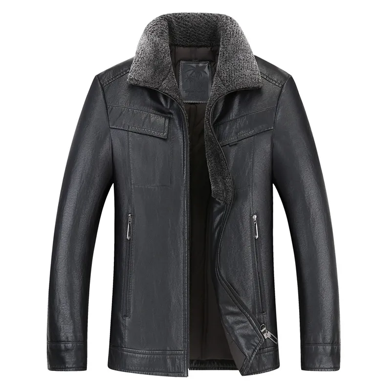 1 Большой 8XL 6XL горячая Распродажа Зимняя Толстая овечья кожаная одежда Повседневная Флокированная кожаная куртка мужская одежда кожаная куртка пальто для мужчин - Цвет: 1