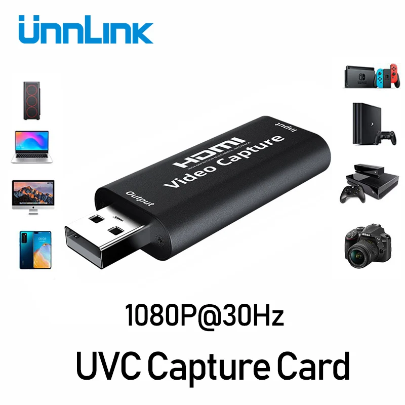 Карта захвата Unnlink USB2.0 UVC для игр запись видео 1080P потоковое камеры ПК PS3 PS4 ТВ xbox