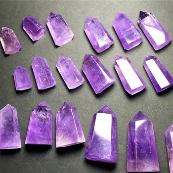 

Natural amethyst hexagonal prism ornament energy single pointed crystal column Amethyst ore specimen