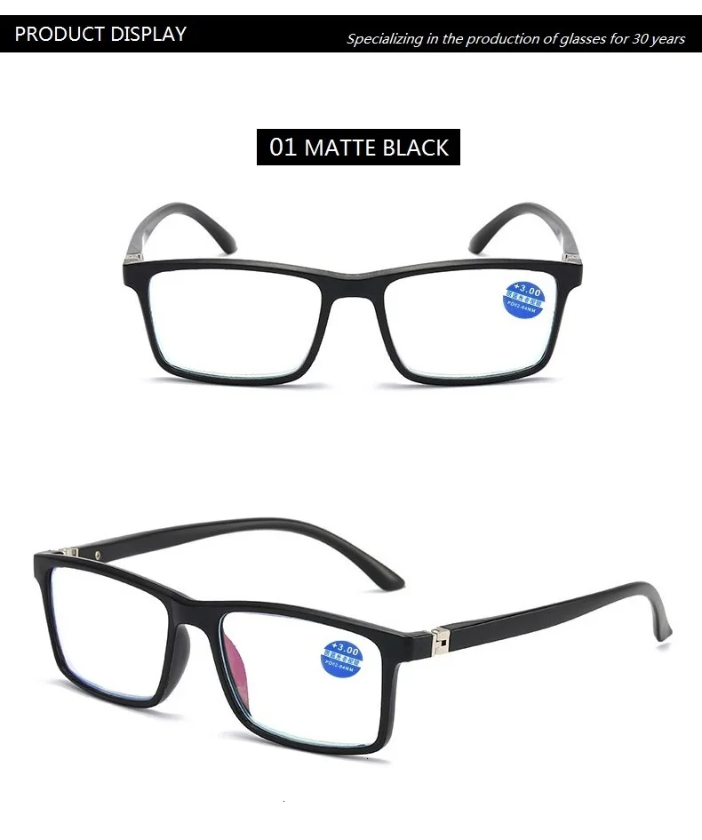 TR90 Для Мужчин's Винтаж чтения очки при дальнозоркости, Для мужчин Для женщин квадратной оправе очки от вредного синего излучения диоптрий 1,0 1,5 2,0 2,5 3,0 3,5 4,0