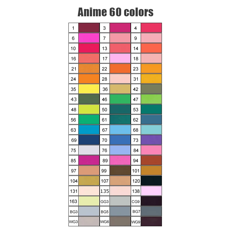 TOUCHNEW художественные маркеры Кисть ручка эскиз мягкий Художественный набор двойная голова художника эскиз масляной на спиртовой основе маркеры для манги анимация - Цвет: Anime 60 colors