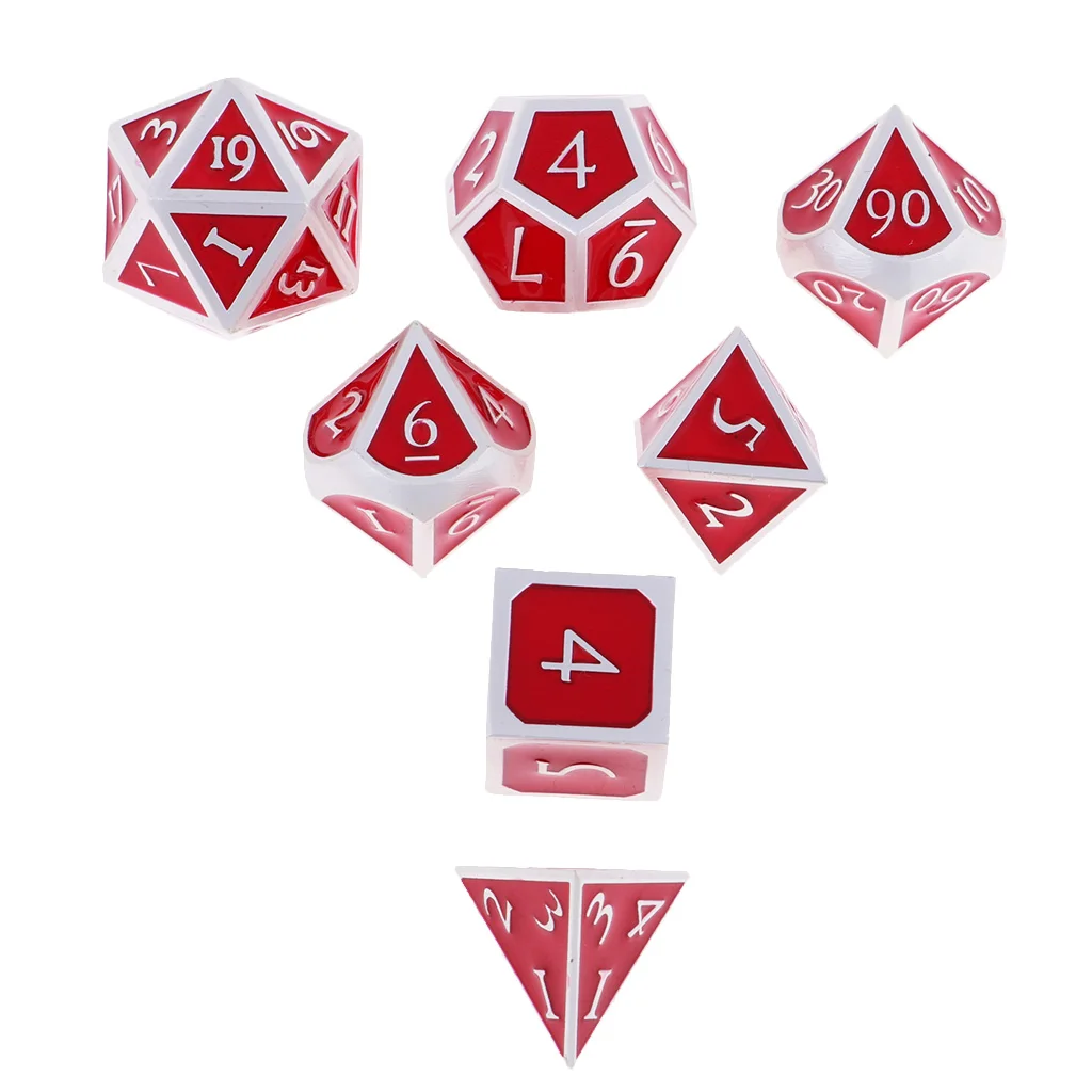 Красный 7 шт. набор многогранных кубиков D4 D6 D8 D10 D12 D20 для DND RPG MTG игр - Цвет: Красный