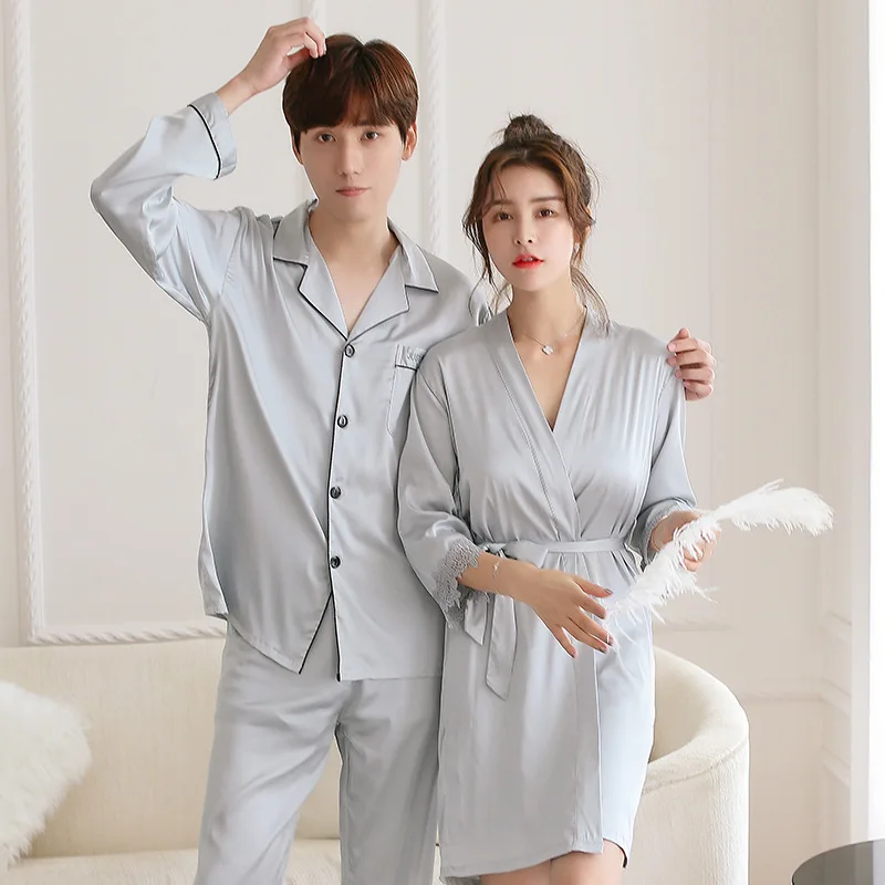 Мужской и Женский пеньюар удобный Casua Мягкий банный Халат домашний халат комплект Ночная рубашка элегантная пара одноцветная одежда для сна Большие размеры 3XL 4XL